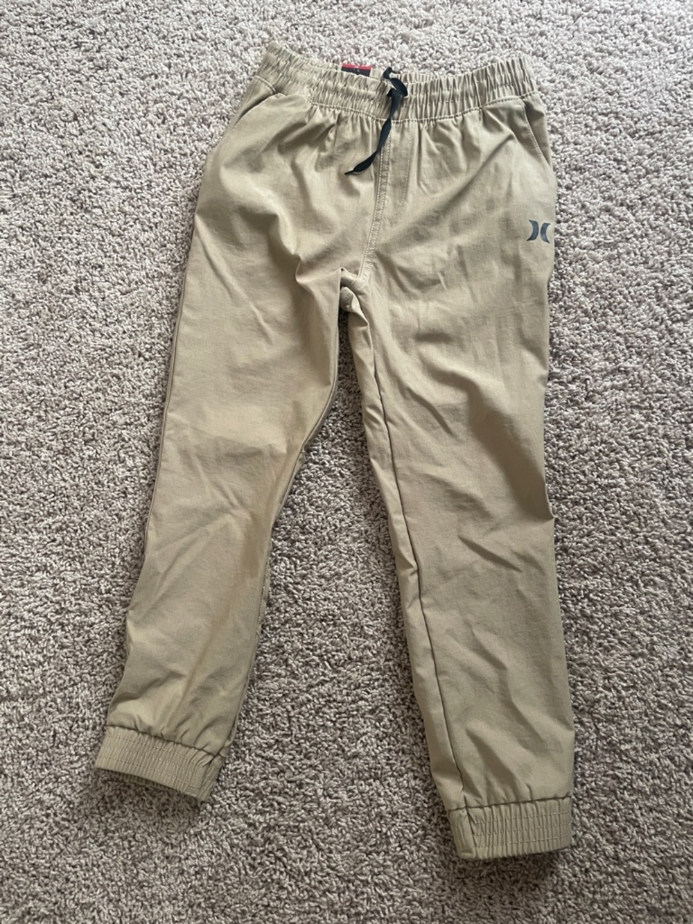 New!! Hurley khaki Elastic-Waist Jogger Pants 7/8